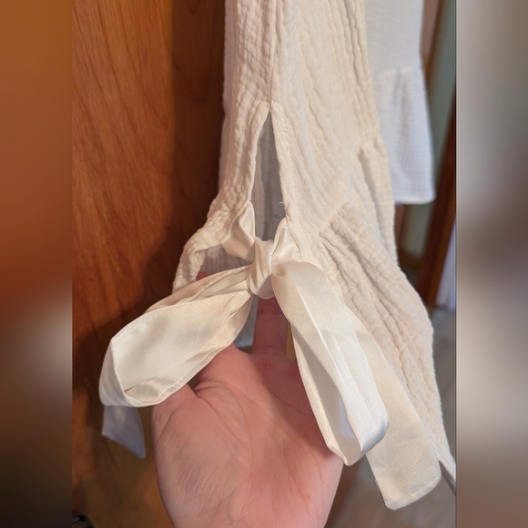 Pink Lily Cropped White Cotton Ribbon Tank Top Size Small - Picture 3 of 6